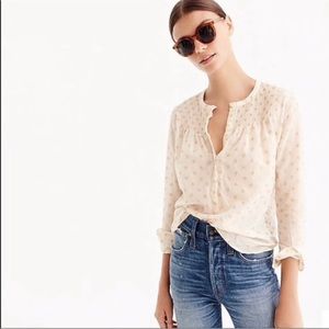 J. Crew | long sleeve cream with gold star popover